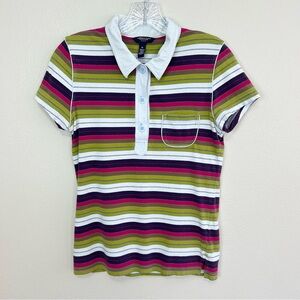American Eagle Y2K Women’s Striped Preppy Polo Shirt Multicolored Size M